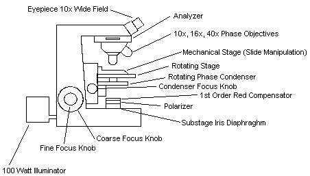 Phase-Polar Microscope showing the major necessary components