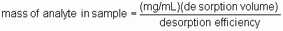 equation for 
mass of analyte in sample
